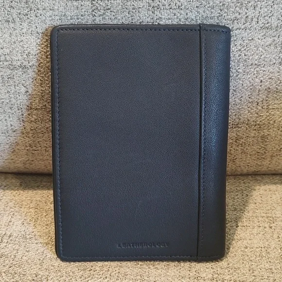 Leatherology Passport Cover 🔵 Blue Discrete Initials *LMJ* - Picture 2 of 6